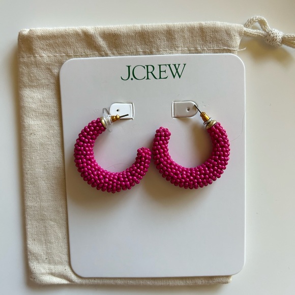 J CREW pink beaded hoop earring - Picture 2 of 2